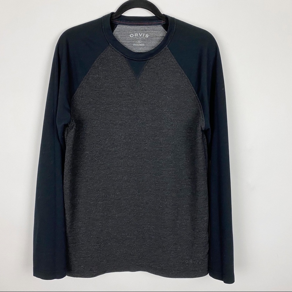 Orvis Raglan Sleeve Heathered Colorblock Crewneck Shirt Mens Medium Pullover